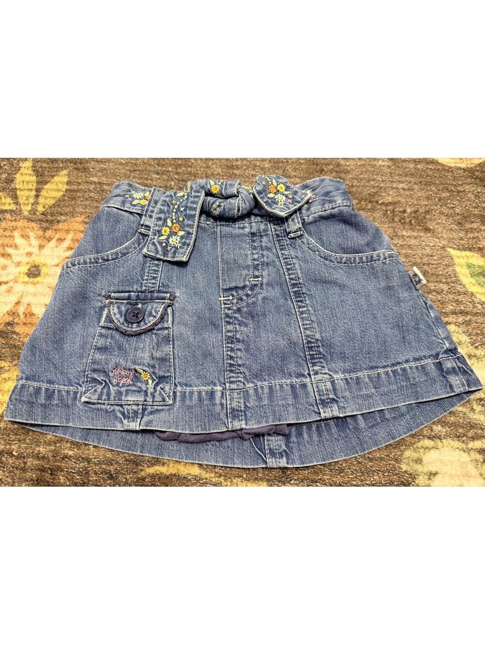 Vintage OshKosh Denim Embroidered Skort Girls 12-18 Months